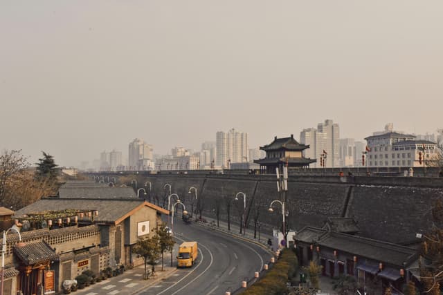 Blending ancient architecture with a modern skyline in Xi'an, China.