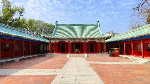 A beautifully preserved temple showcasing traditional architecture in Tainan, Taiwan.